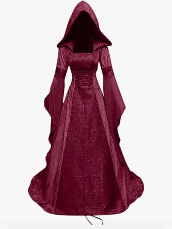 Dresses & Skirts - Wine Red Hooded Medieval Gown